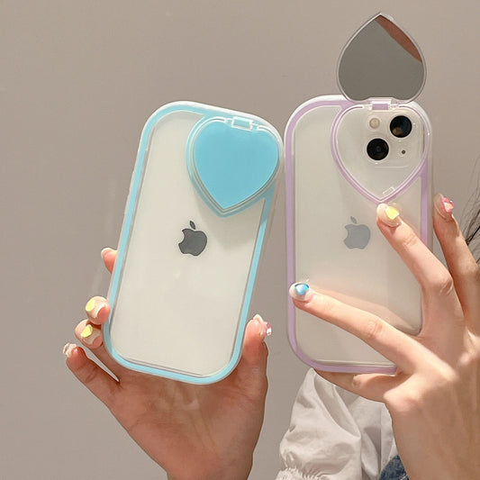 Heart Shell Flip Mirror Phone Case